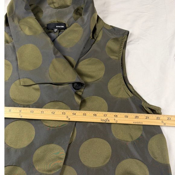 Sun Kim Womens Vest Topper Size Med Polka Dot Lagenlook Asymmetrical Jacket USA - Picture 3 of 6